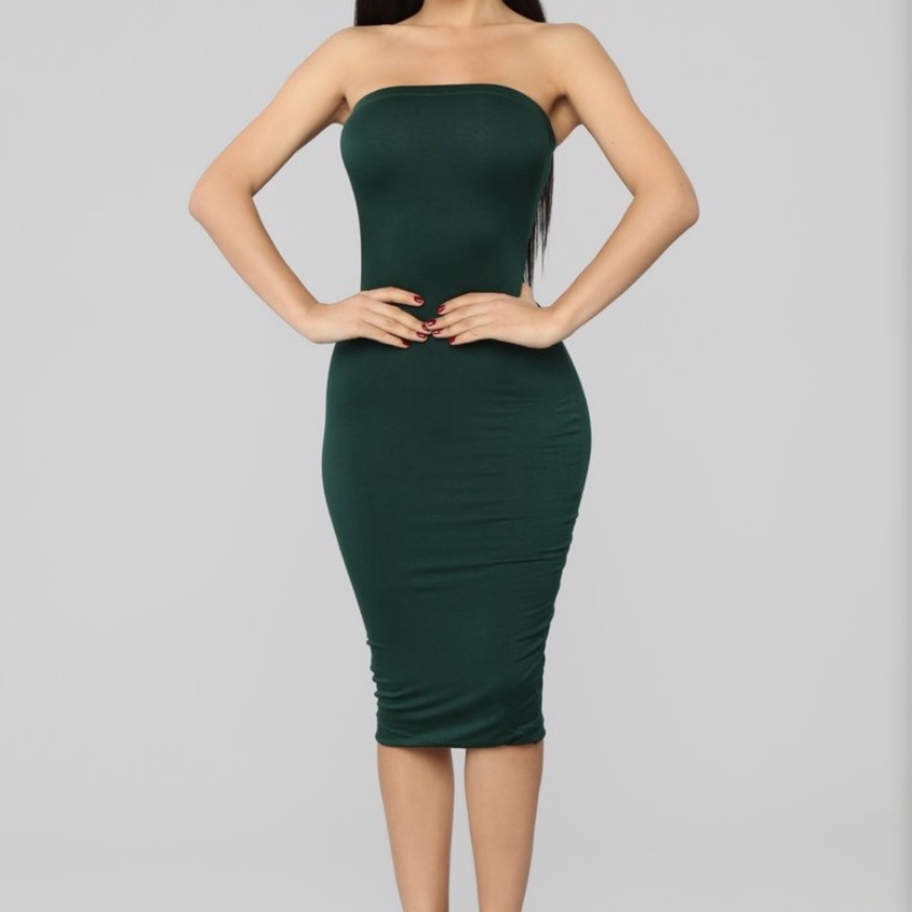 Green tube dress